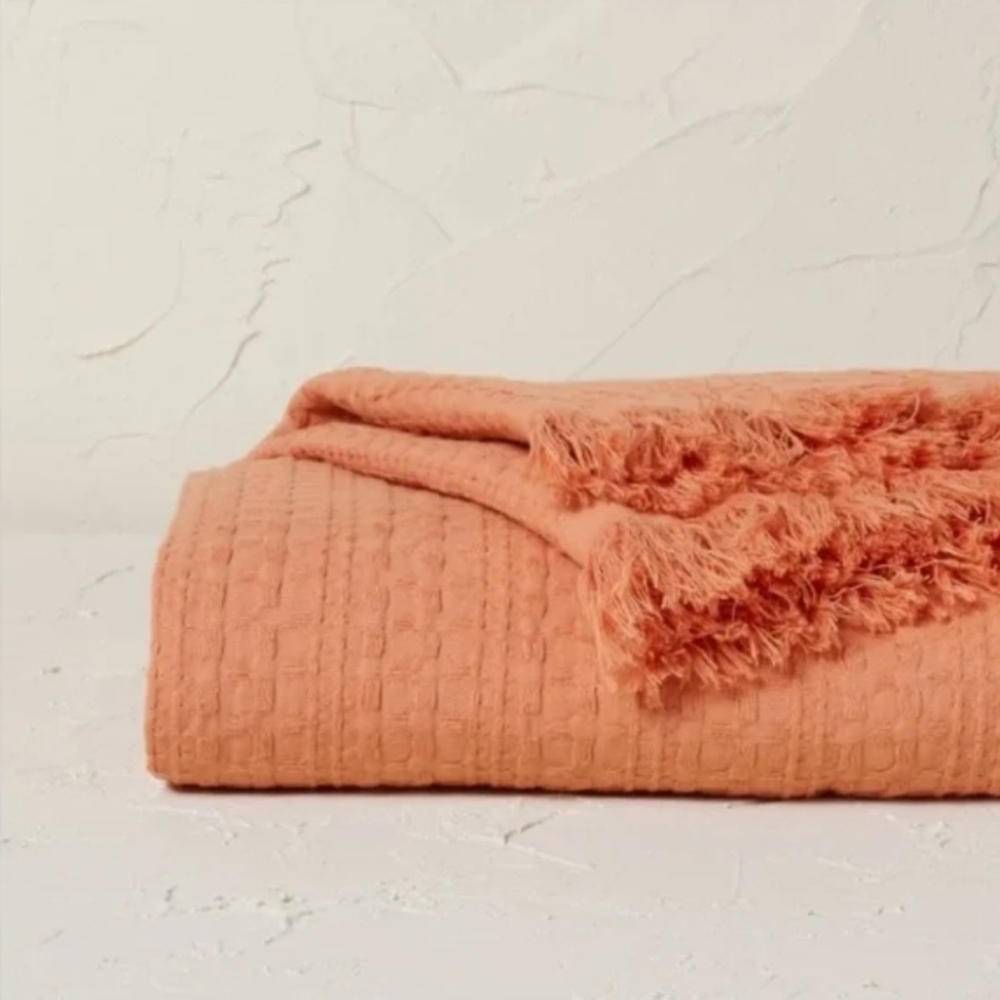 Opalhouse designed w Jungalow waffle weave Throw Coral